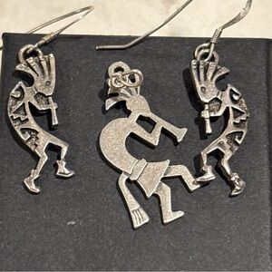 Sterling Silver Tribal Design Earrings and Pendant Set native